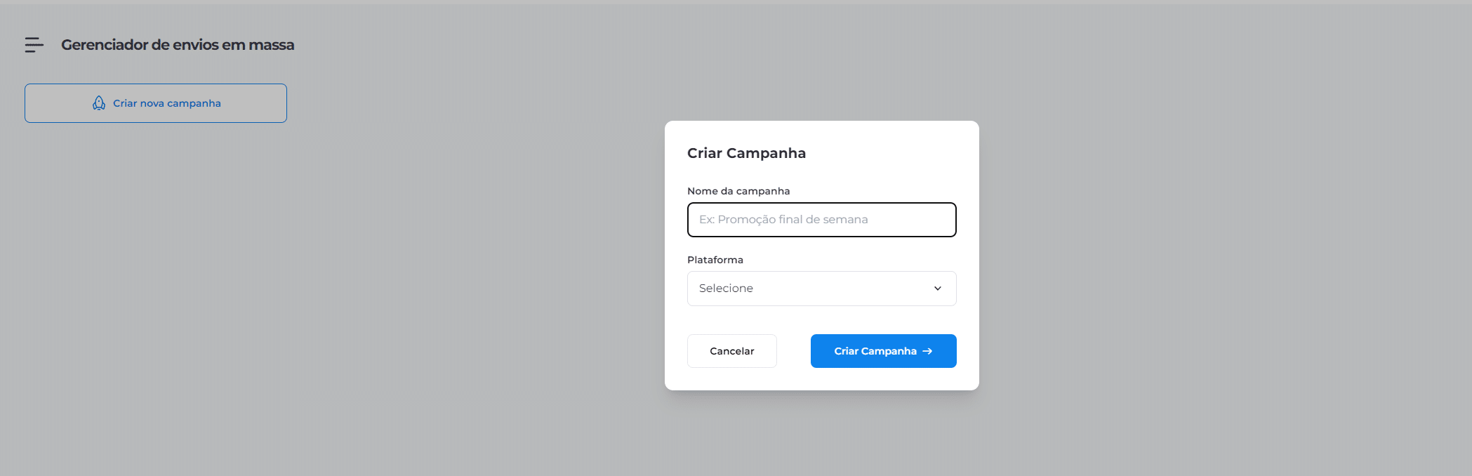 criando uma campanha de envios em massa na Geobot